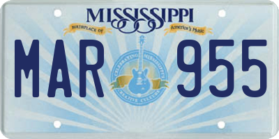 MS license plate MAR955