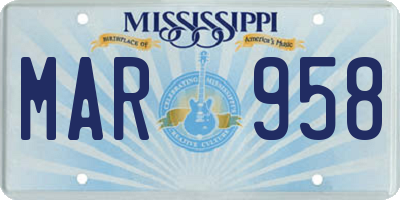 MS license plate MAR958