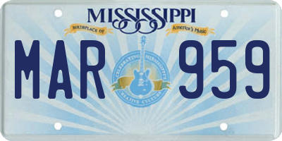 MS license plate MAR959