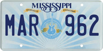 MS license plate MAR962