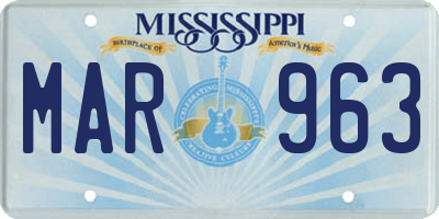 MS license plate MAR963