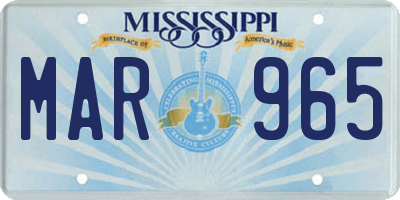 MS license plate MAR965