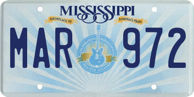 MS license plate MAR972