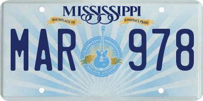 MS license plate MAR978