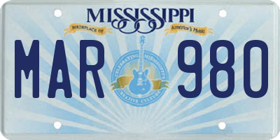 MS license plate MAR980