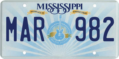 MS license plate MAR982