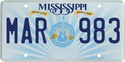 MS license plate MAR983