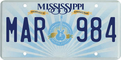 MS license plate MAR984