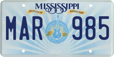 MS license plate MAR985
