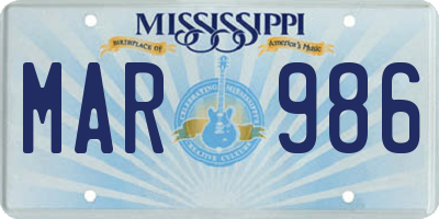 MS license plate MAR986