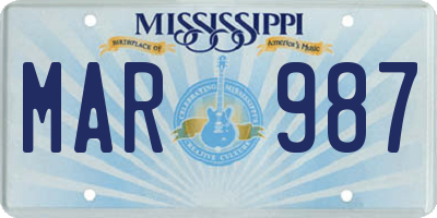 MS license plate MAR987
