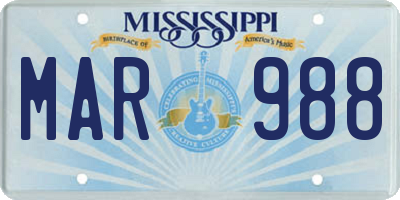 MS license plate MAR988
