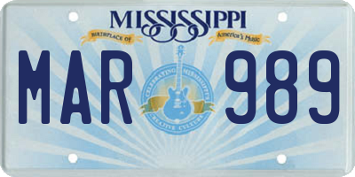 MS license plate MAR989