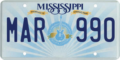 MS license plate MAR990
