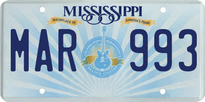 MS license plate MAR993