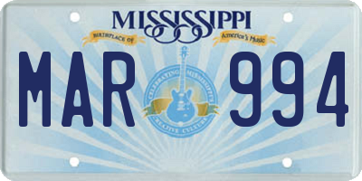 MS license plate MAR994