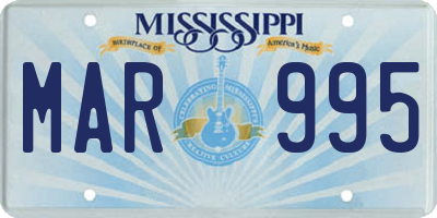 MS license plate MAR995