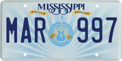 MS license plate MAR997