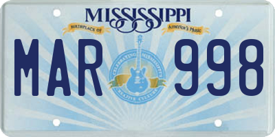 MS license plate MAR998