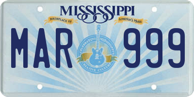 MS license plate MAR999