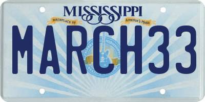 MS license plate MARCH33