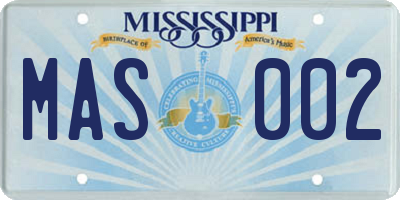 MS license plate MAS002