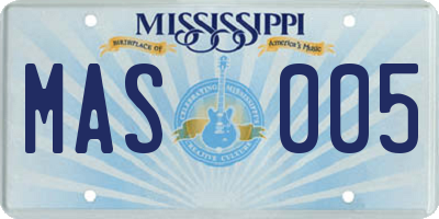 MS license plate MAS005