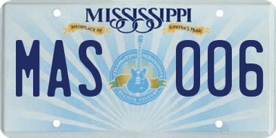 MS license plate MAS006