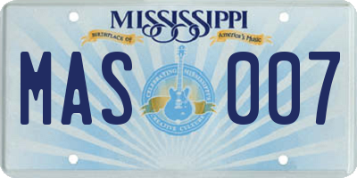MS license plate MAS007
