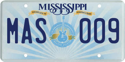 MS license plate MAS009
