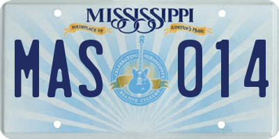 MS license plate MAS014