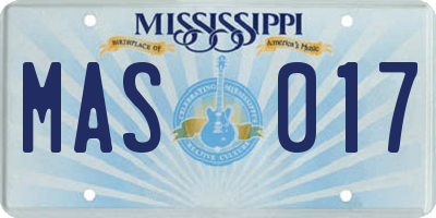 MS license plate MAS017