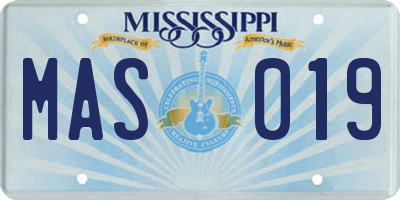 MS license plate MAS019