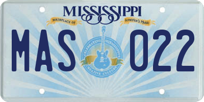 MS license plate MAS022