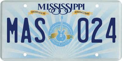 MS license plate MAS024