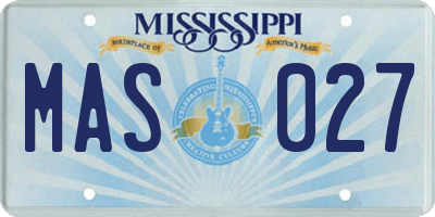 MS license plate MAS027