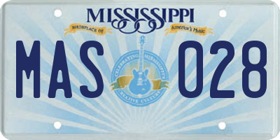 MS license plate MAS028