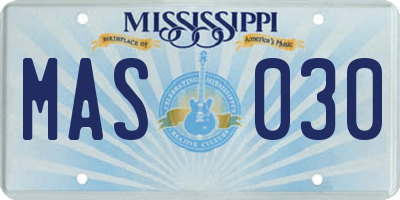 MS license plate MAS030