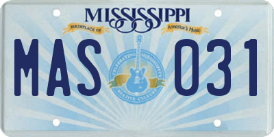MS license plate MAS031