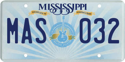MS license plate MAS032