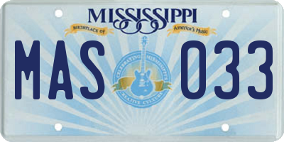 MS license plate MAS033
