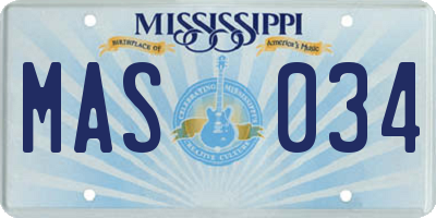 MS license plate MAS034