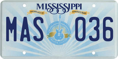 MS license plate MAS036