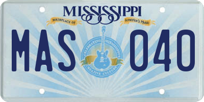MS license plate MAS040