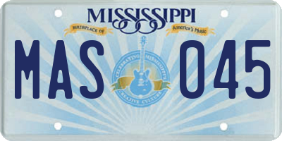 MS license plate MAS045