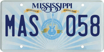 MS license plate MAS058