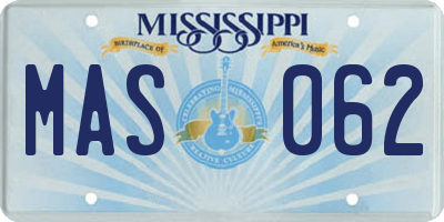 MS license plate MAS062