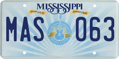 MS license plate MAS063