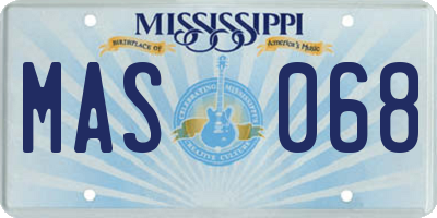 MS license plate MAS068