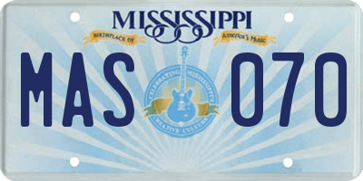 MS license plate MAS070